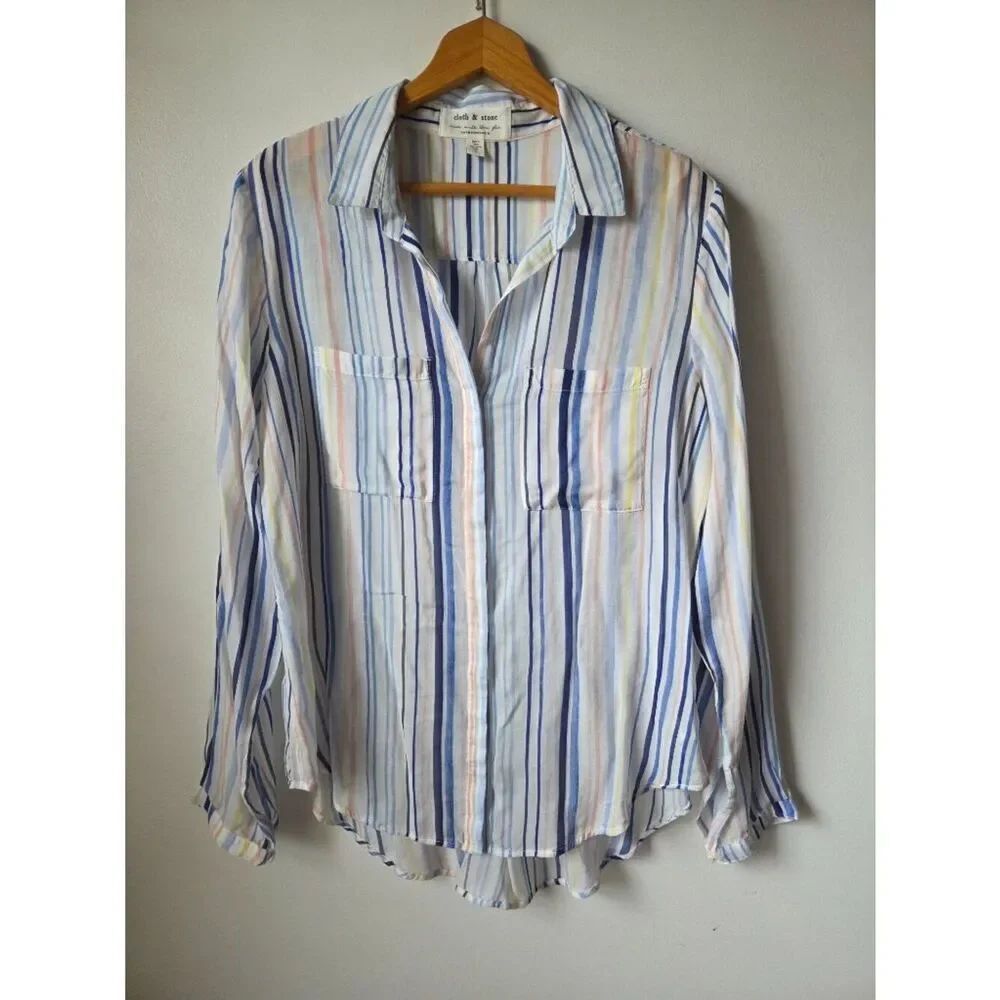 EUC CLOTHβ& STONE MADE WITH LOVE FOR ANTHROPOLOGIE MULTICOLOR STRIPED SHIRT L